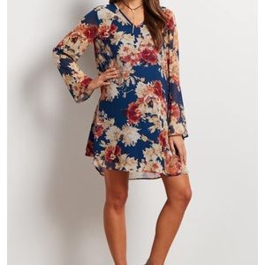 PinkBlush Navy Floral Chiffon Dress